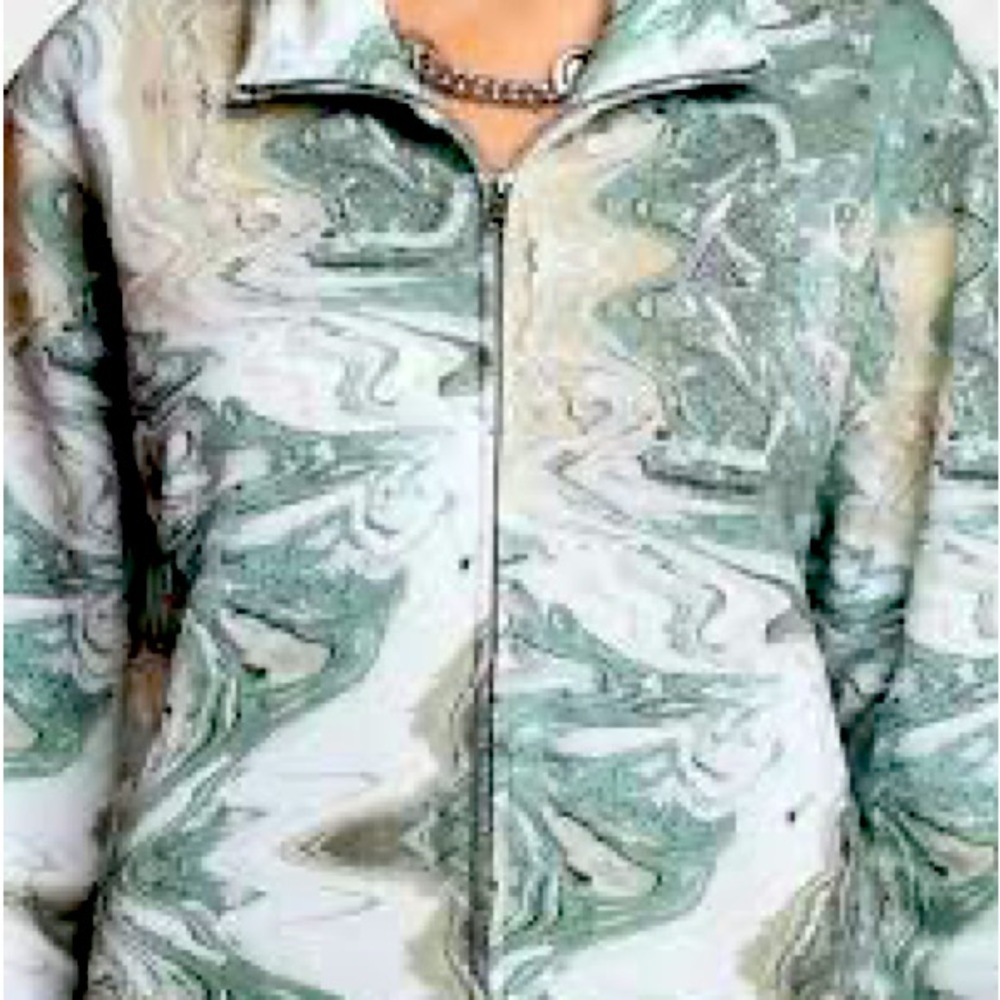 HUF OLIVE SWIRL ZIPUP JACKET NWT